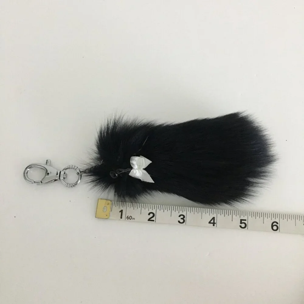 Animal Fur Keychain Black Mouse